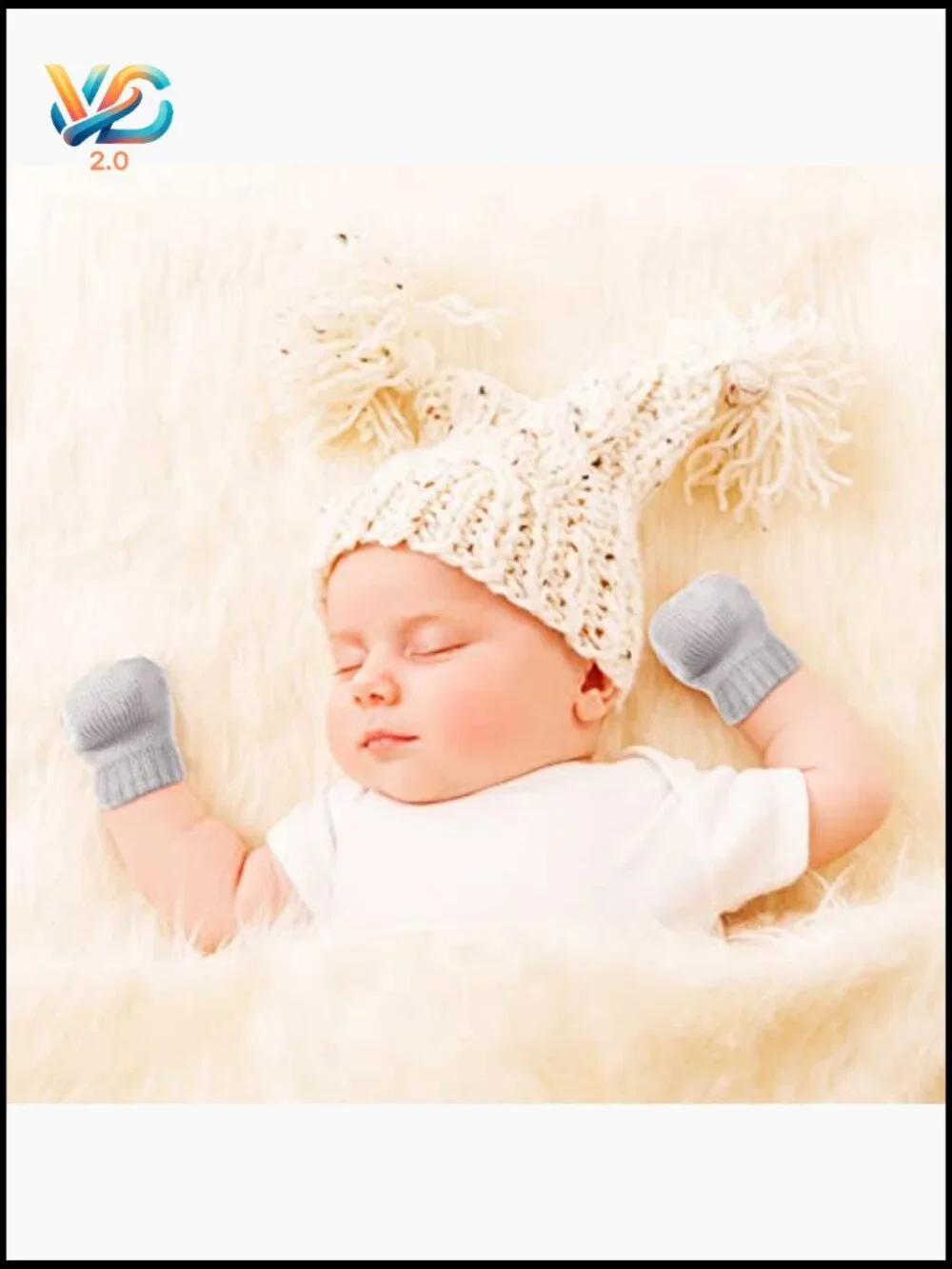 Knitted Baby Mittens 9-Pack Warm Winter Gloves Scratch-Proof Elastic Cuffs